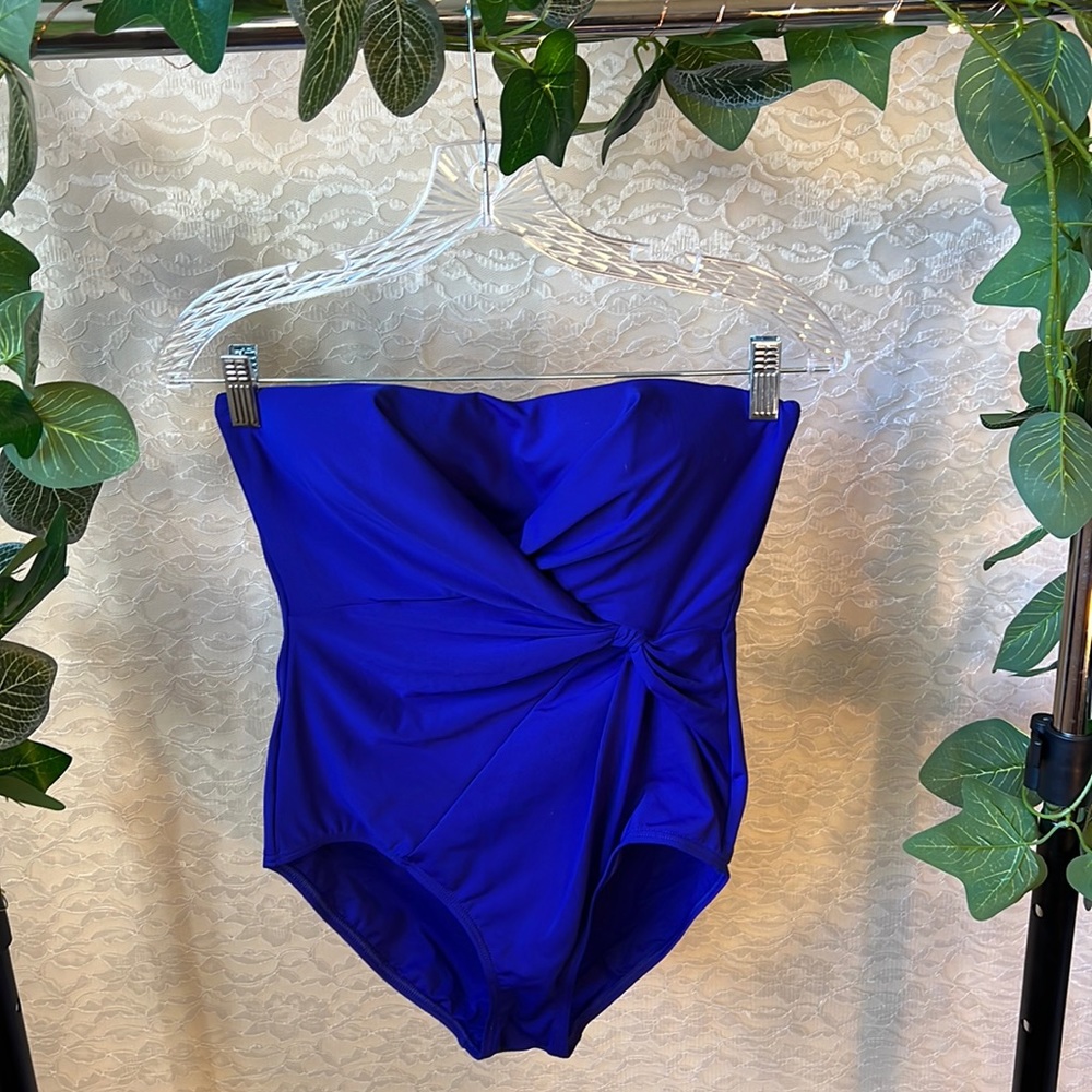 Jets by Jessika Allen Jetset Bandeau One-Piece Swimsuit, Blue, Women’s Size 6